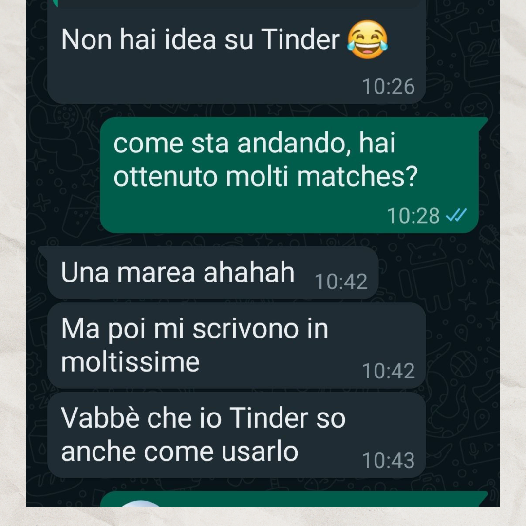 Testimonianza cliente con molti match su Tinder dopo Image Transformation